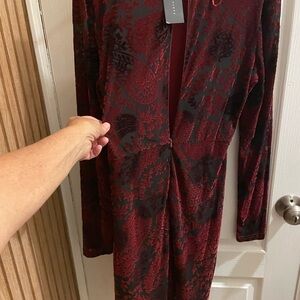 Suzy Shier Red and Black Floral Dress